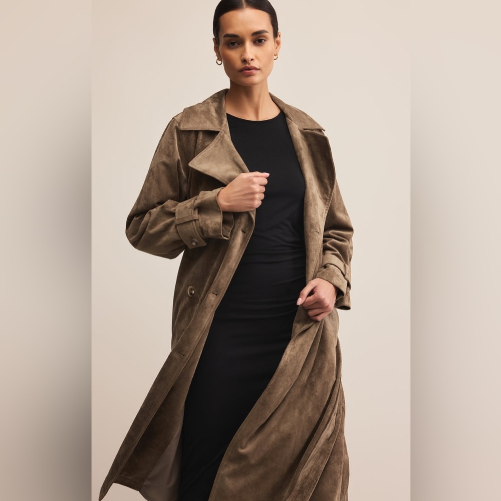 NWT Z SUPPLY Dorian Vegan Suede Trench Coat in Retreat